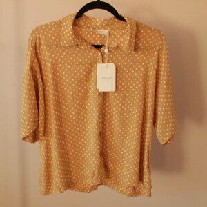 Indi & Cold yellow blouse with white polka dots